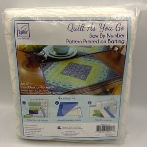 June Tailor Quilt As You Go Casablanca Placemats Set of 6 White Sew By Number